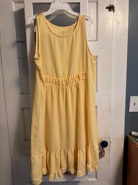 Sunny Yellow Ruffle Hem Sleeveless Dress